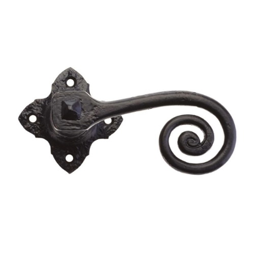 Handles With Ruffles Curly Tail Lever Handle on Square Rose | Traditional Hardware